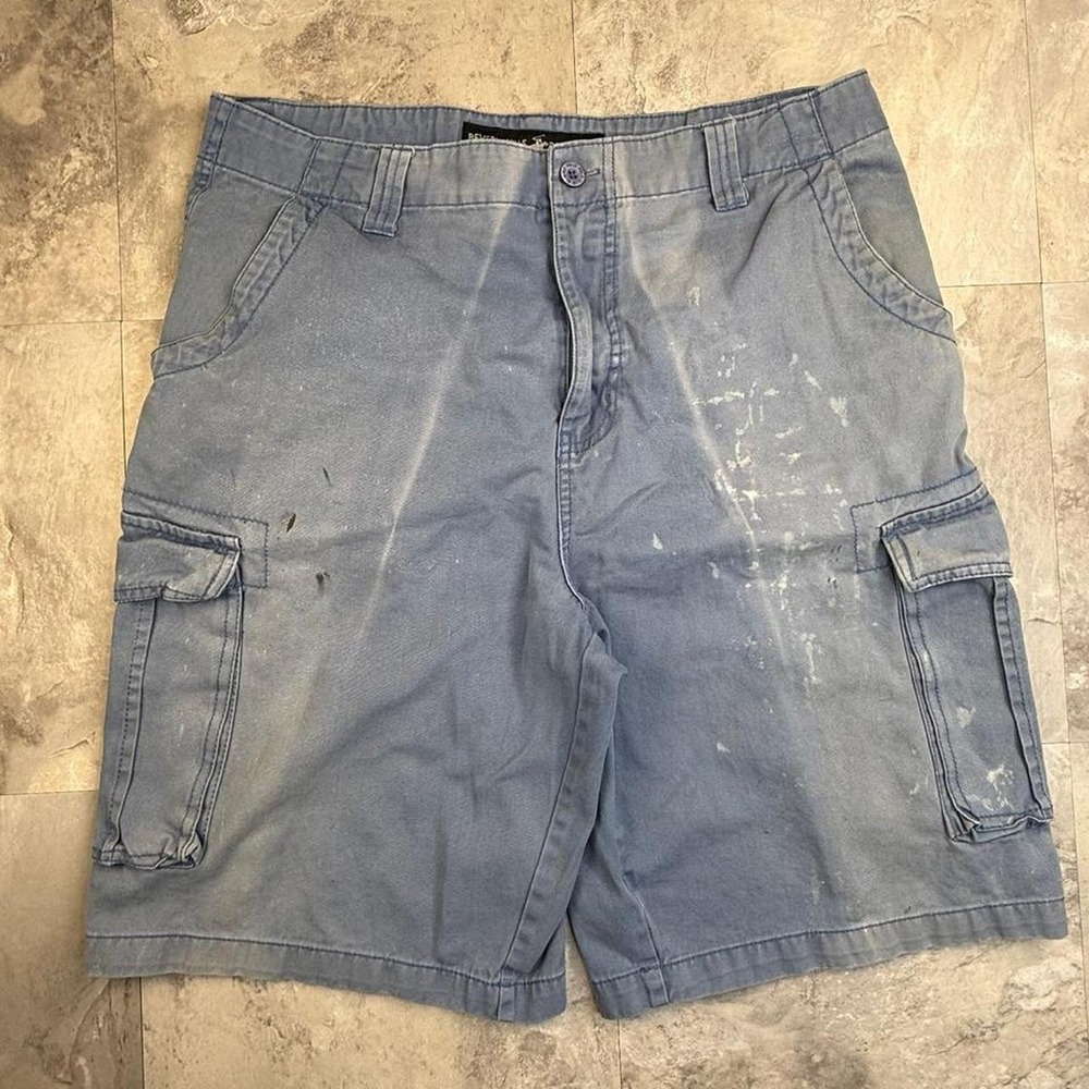 Super baggy Y2K faded blue cargo shorts size 34